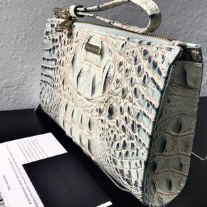 BRAHMIN Daisy Wristlet / Cosmetic AQUARELLE MELBOURNE Genuine Leather NEW